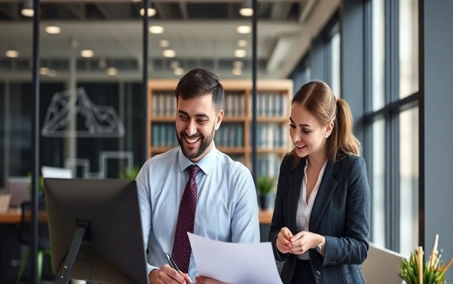 Professional franchise planning office setting